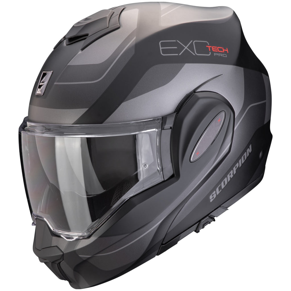 Scorpion EXO-TECH EVO PRO Commuta Matt Black/Silver – Modulinis Motociklo Šalmas