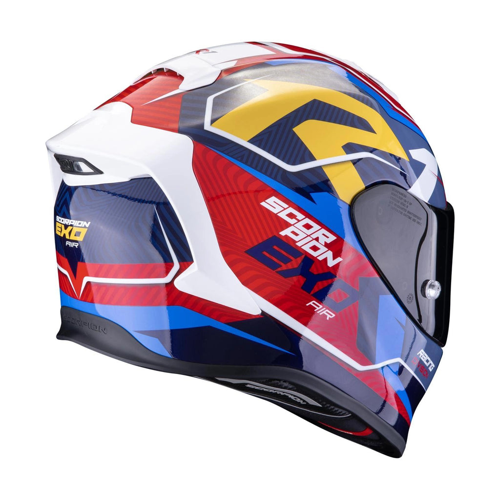 SCORPION EXO-R1 EVO II AIR COUP BLUE / RED / YELLOW Integralinis Šalmas