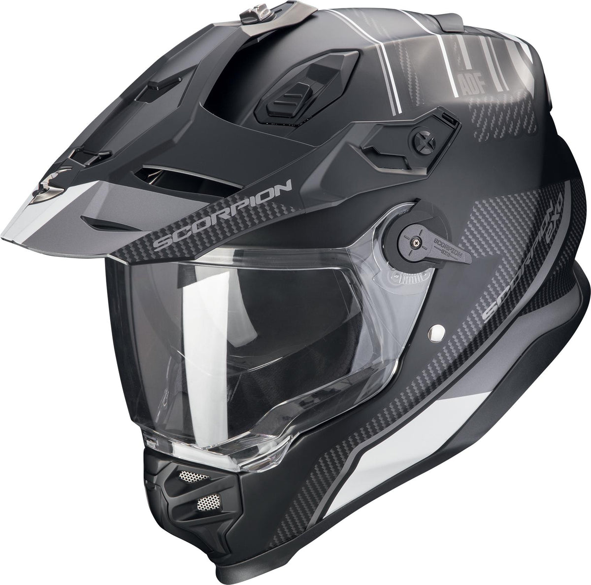 Scorpion ADF-9000 AIR Desert Matt Black/Silver – Adventure Motociklo Šalmas