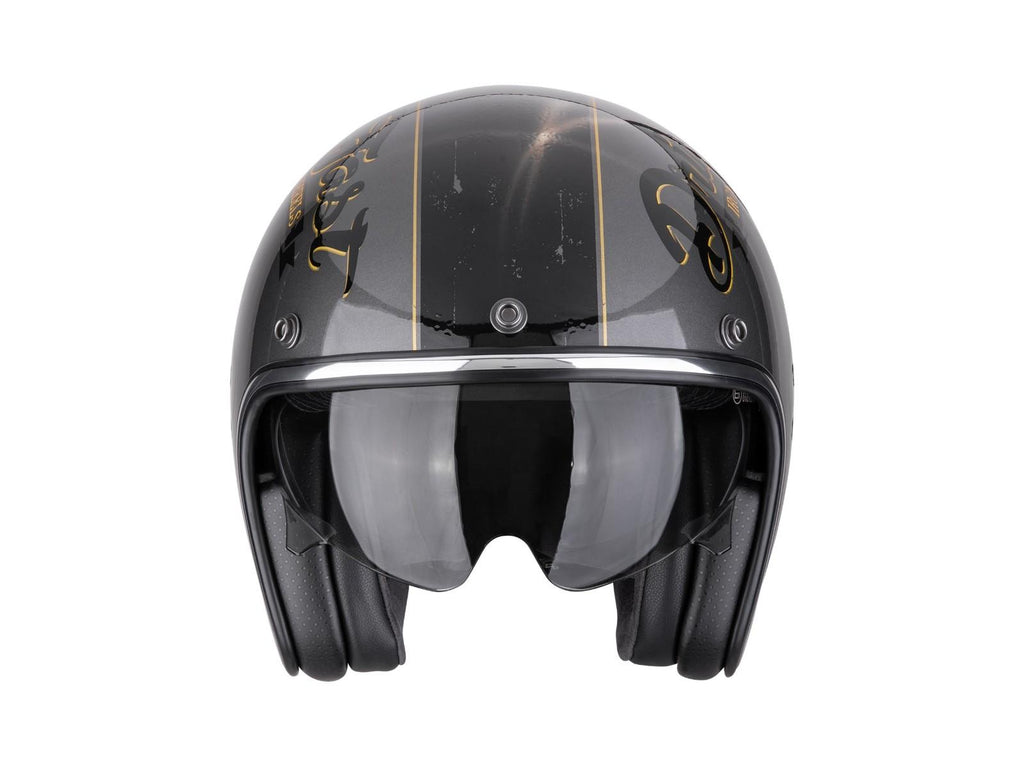 Scorpion EXO Belfast EVO Drive Fast Silver / Black / Gold L atviras motociklo šalmas