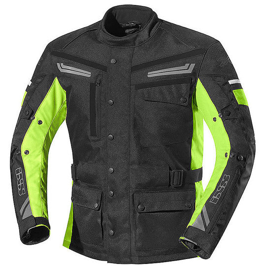IXS Evans Fabric Motorcycle Jacket Black Yellow