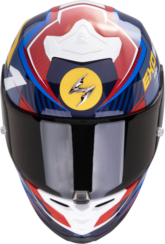 SCORPION EXO-R1 EVO II AIR COUP BLUE / RED / YELLOW Integralinis Šalmas