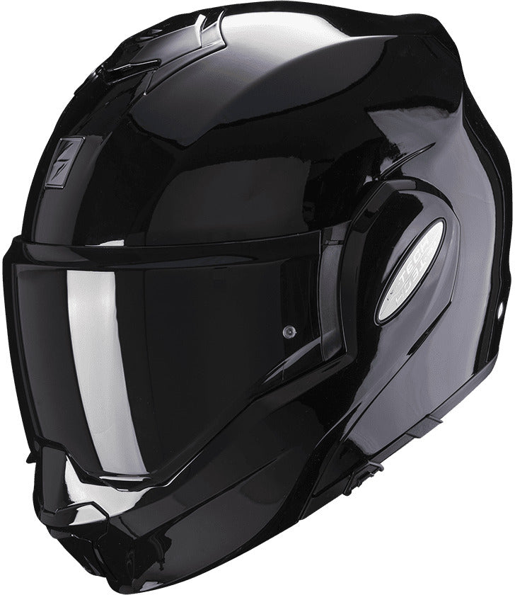 Scorpion EXO-TECH EVO Solid Black – Modulinis Motociklo Šalma